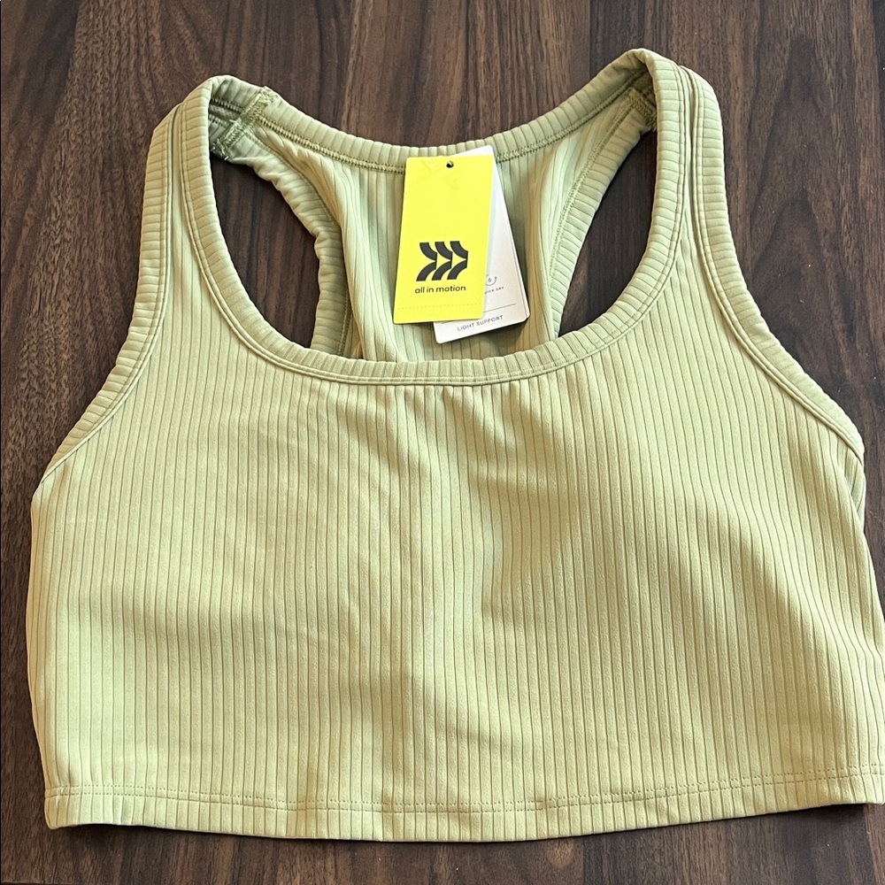 All in Motion Ribbed Light Green Sports Bra Tank